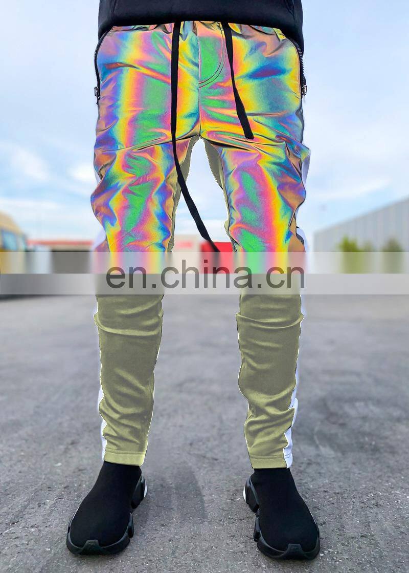 New colorful reflective trousers Europe and the United States casual plus size hip-hop trousers colorful reflective pants
