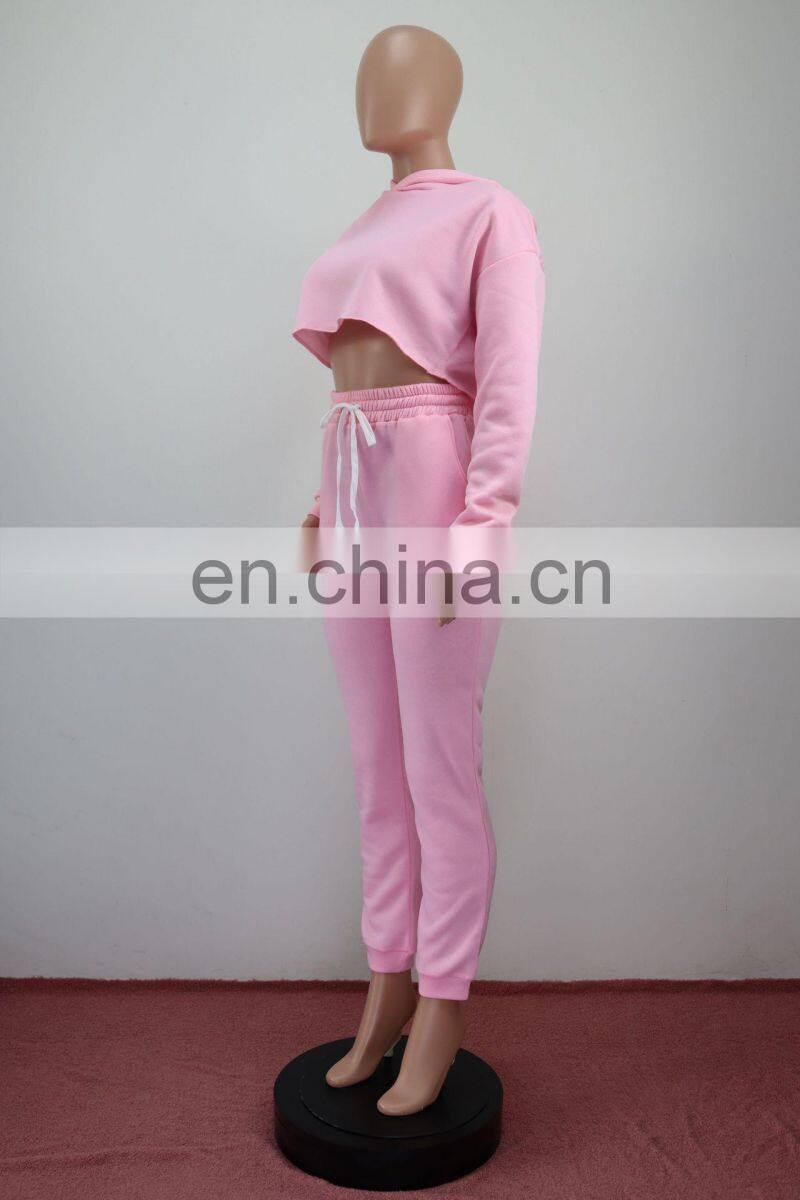 Customized wholesale two-piece women's casual wear two-piece hoodie plus size sweatpants suit jogging suit women