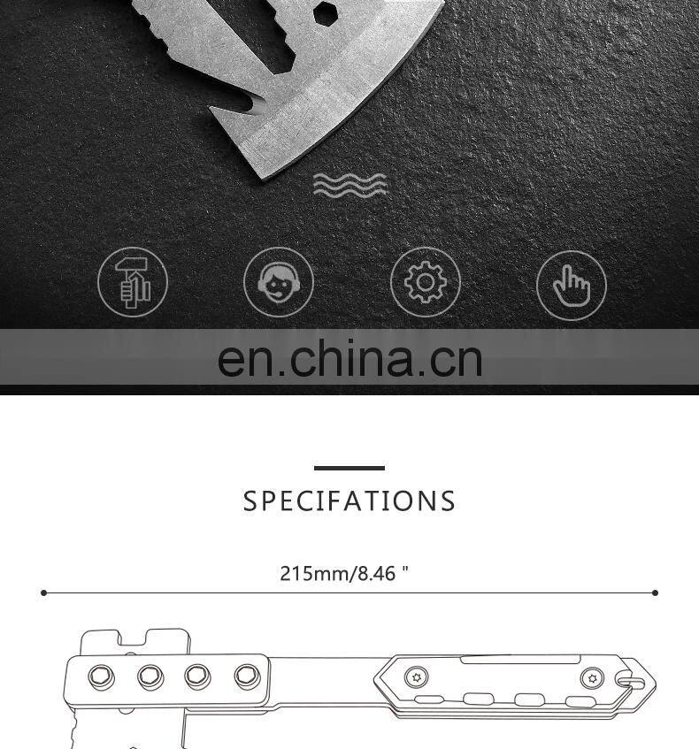Field multi-tool axe knife high quality tactical axe solid wood handle with hexagonal hook rope factory direct sales