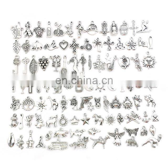 100pcs Mixed Vintage Metal Animal Birds Charms Beads DIY Bracelet Pendant Necklace Accessories For Jewelry Making Findings