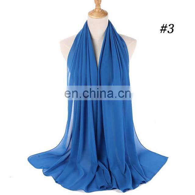 Wholesale Plain Women Scarf Georgette Kuwaiti Chiffon Hijab