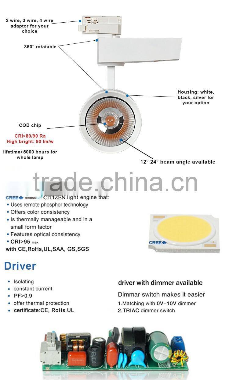 10w 20w 30w white COB led track light