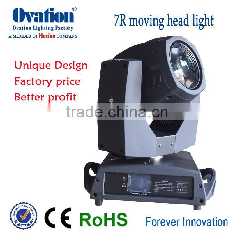 7R 230W beam light 17 gobos+white 14 colors+white 8 facet prism DMX/Auto Pan:Unlimited Tilt:270 degree