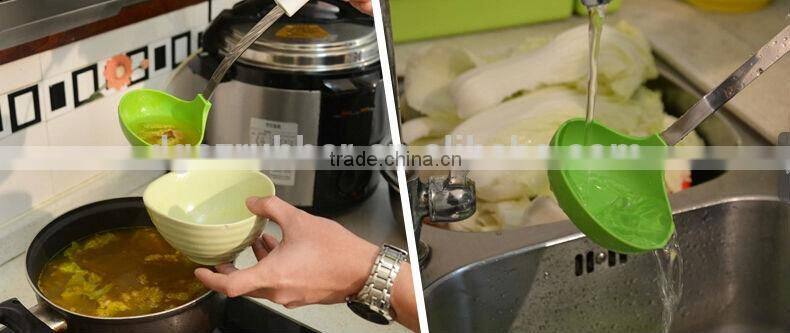 south China colorful non-stick silicone soup ladle with stainless steel kitchenware by factory