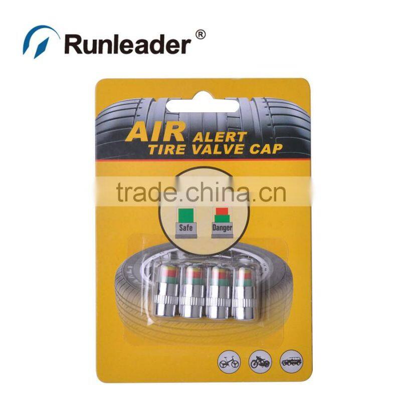 4x Car Safety Warning Air Pressure Tire Monitor Valve Stem Cap 2.4Bar New