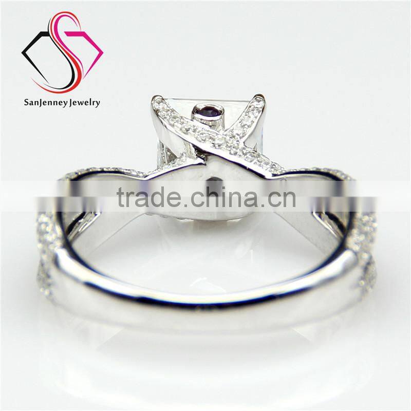 Princess Brilliant Cut Moissanite Sqaure 2 Carat 7mm Center Split Shanks 14k 18k White Yellow Gold Platinum Engagement Ring