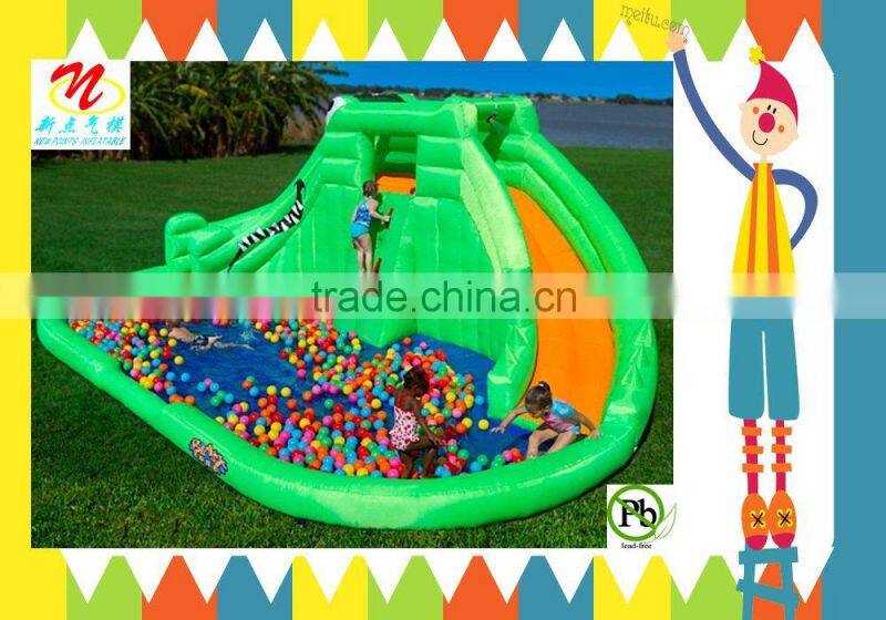 0.6mm non-toxic pvc inflatable water park with inflatable swimming pool and water slides