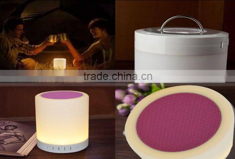 LED TF Aux Bluetooth 7 Colors Changering Wireless Smart Bluetooth Lamp Speaker with Blue Green Light Hook