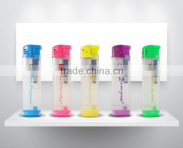 advertising translucent customized logo print cheap electronic lighter refllable piezo lighter