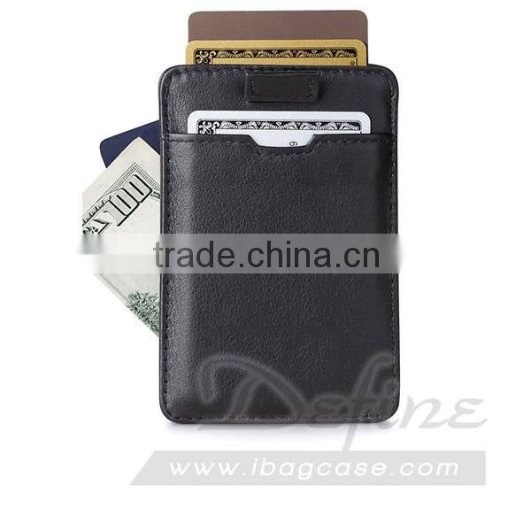 Leather RFID Wallet Card Sleeve Wallet with RFID Protector Holder