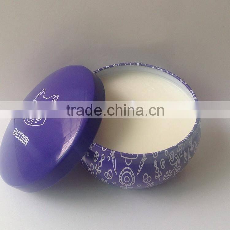 scented soybean wax candle in tin box with metal lid