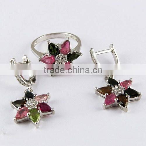 Stylish Precious Green Onyx & White CZ Jewellery Set, 925 Sterling Silver Jewellery, Handmade Silver Jewellery