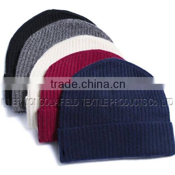 Men's 100% Cashmere Solid Knit Hat