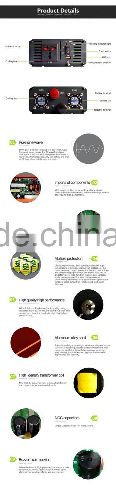 800W 12v 24v Pure sine wave inverter off grid inverter 3 years warranty