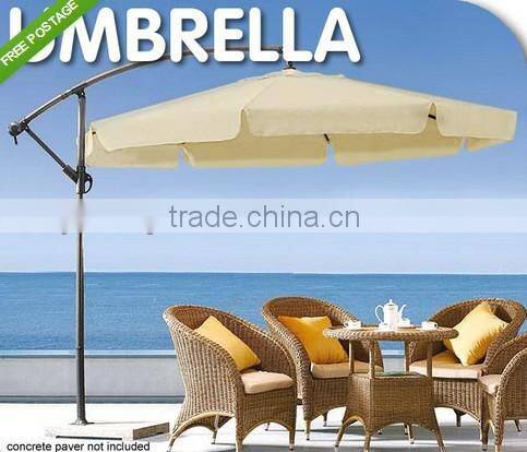 NEW OUTT 3 METER CANTILEVER OUTDOOR UMBRELLA PATIO GARDEN MARKET SUN SHADE BEIGE