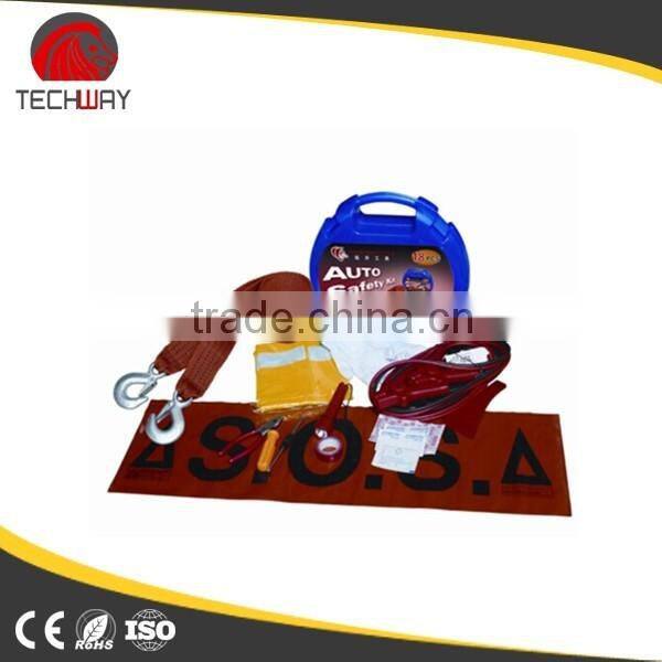 Car emergency safety kit with warning triangle