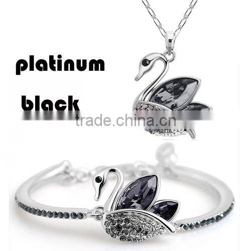 platinum wholesale crystal dream swan jewelry 18 carat gold jewelry sets