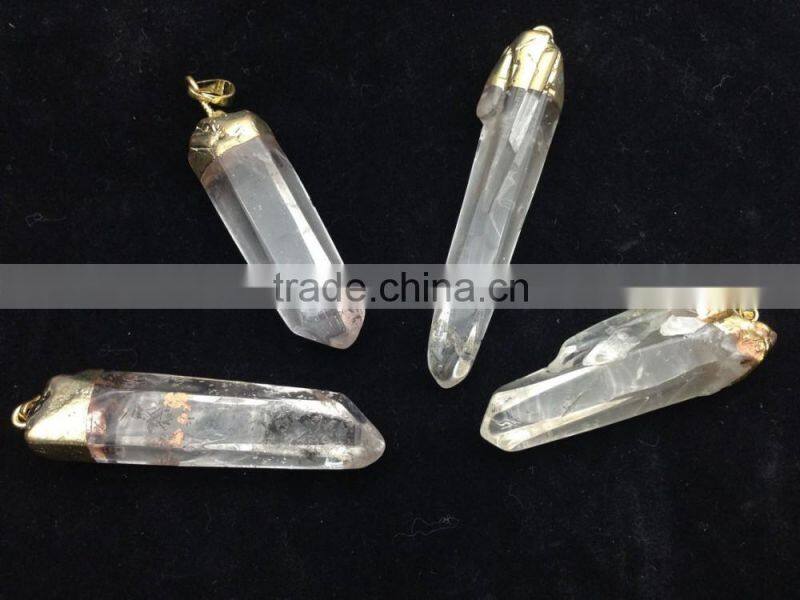 Wholesale Natural Druzy Stone Fashionable Crystal Gold Plated Edge Pendant