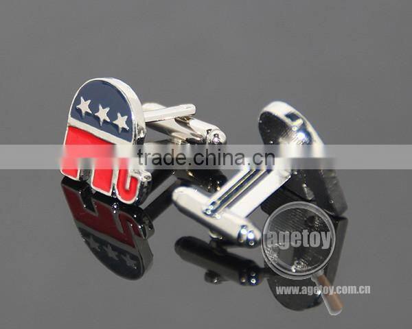 Elephant Shaped United States Vote Election Souvenir Customize Logo Zinc Alloy Metal Enamel Engrave Cufflinks