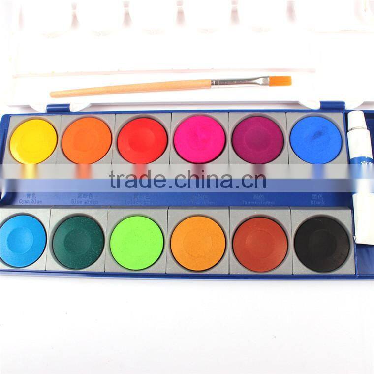 Wholesale Best Quality Cheap 12Colors Dry Water color Paint Set With Brush