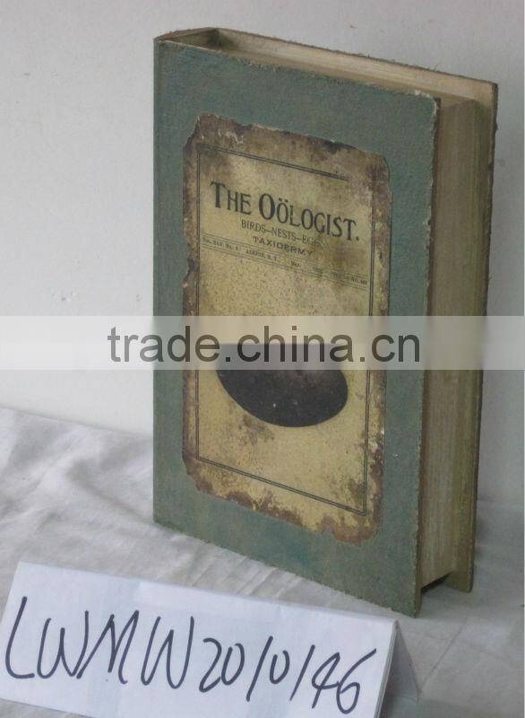 Natural desk decorative book shape wood box