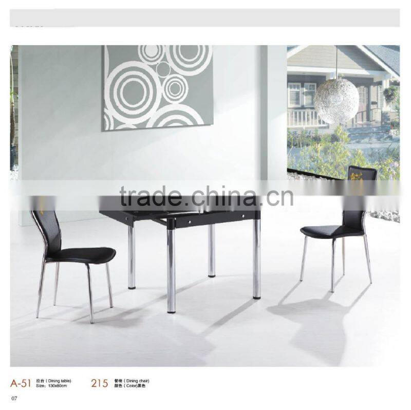 black simple glass dining table 6 chairs set factory sell directly YY3