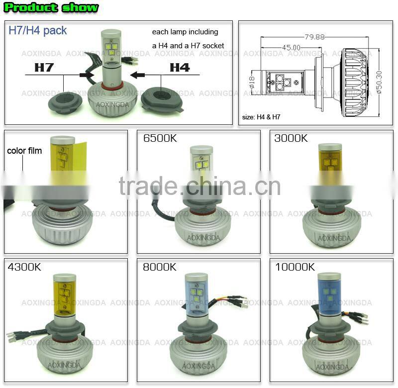 2015 new LED headlight fanless all in one design 6000LM 3000K 4300K 6500K 8000K 10000K