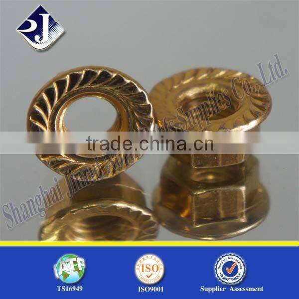 Online DIN6921 Hex Flange Nut with Yellow Zinc