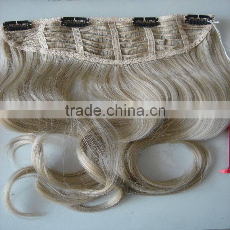 Blonde color clips in half wig