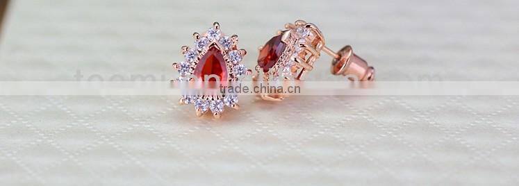 JINSE Red Stone Earrings