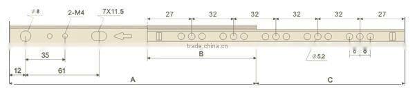Cabinet Hardware 17mm 2 Fold Mini Telescopic Drawer Channel
