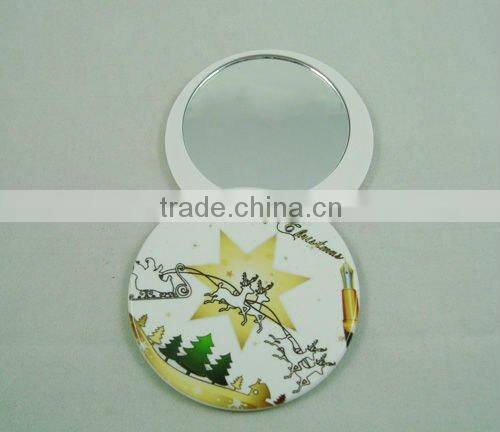 plastic round pocket/ compact mirror with revolving vover