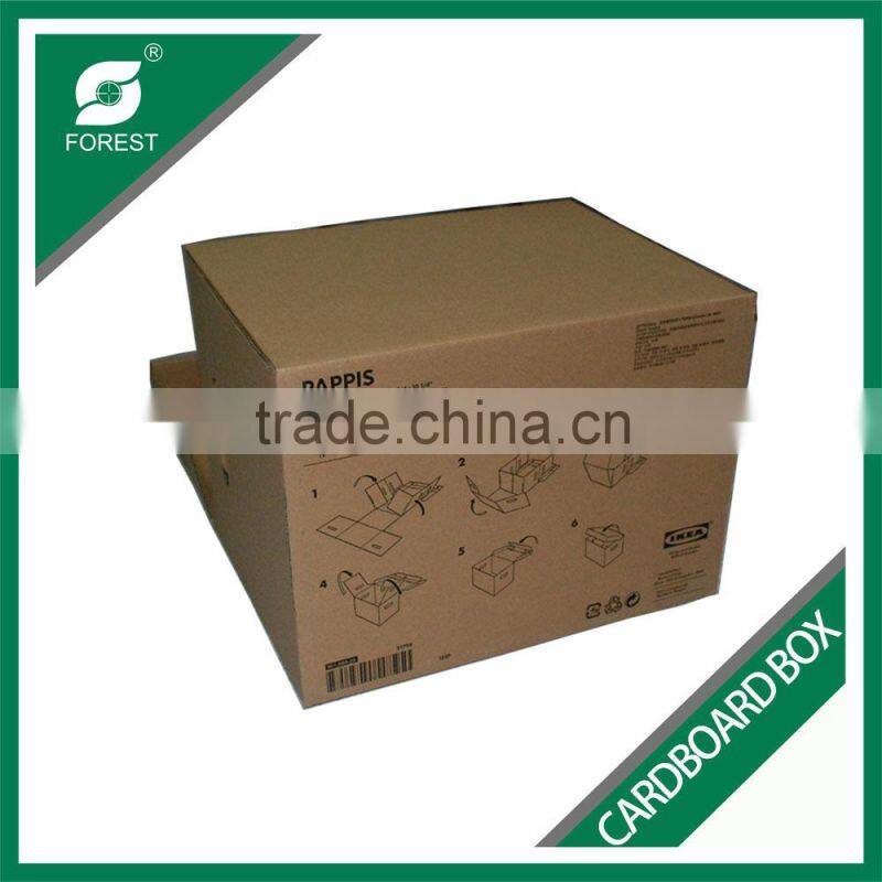 ACCEPT CUSTOM ORDER BROWN CORRUGATED CARDBOARD STORGE PACKING BOX WITH INSTRUCTIONS PRINTING