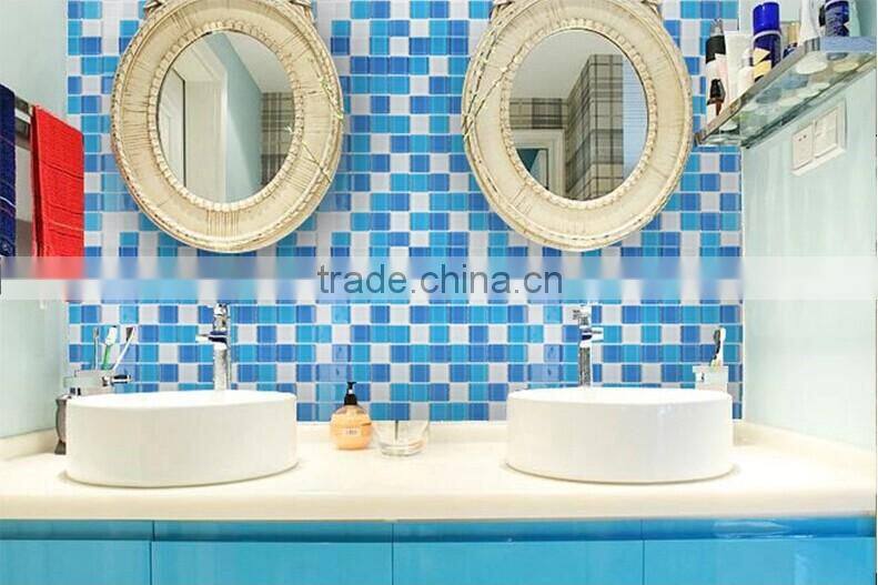 mediterranean style washroom wall glass mosaic