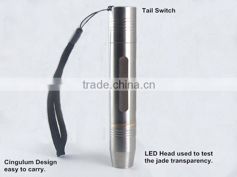 wholesale Stainless Steel Rechargeable Jade Testing Flashlight, chinese flat stone test flashlight