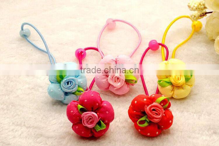 2014 New arrive kids rose flower hair band with elastic string