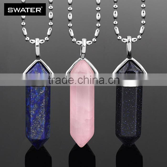 New 2016 Products Blue Gemstone Black Beads Necklace