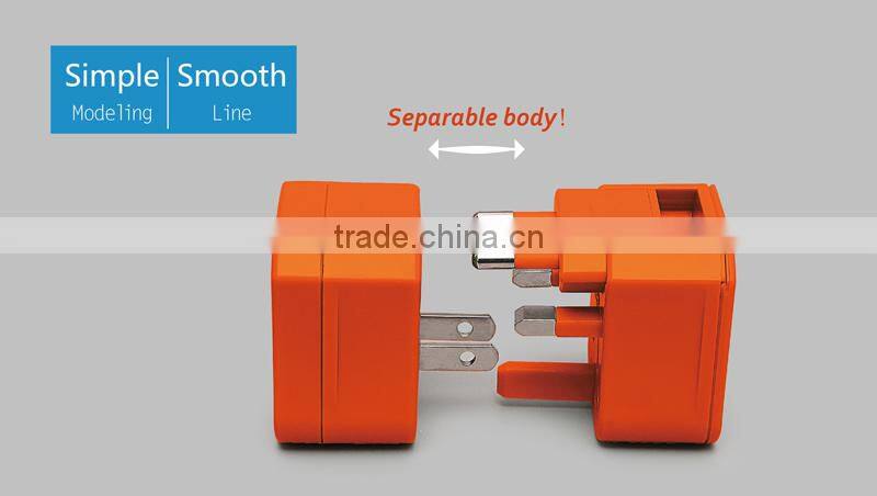 World Travel Adapter with Dual USB Fuse Safety Shutter Four International Plug(UK/US/AU/EU)