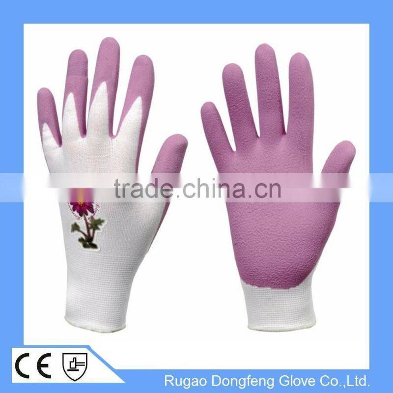 13 Gauge Flower Print Polyester Liner Coated Nitrile Garden Gloves, Women Gardening Gloves, Floral Nitrile Gloves