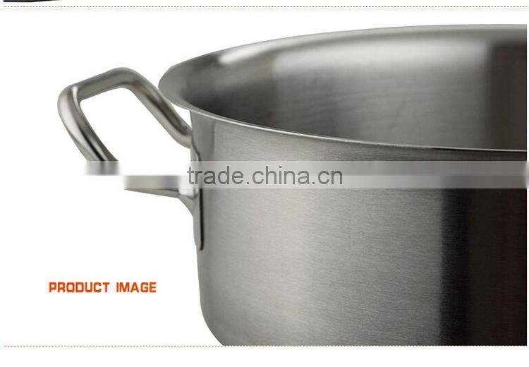 Hotel restaurant competitve factory price low body commercial stainless steel soup pot with double-ply botttom for kitchen equip