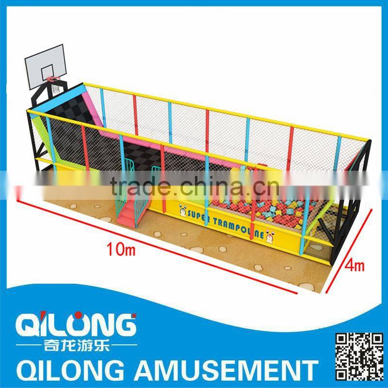 Super outdoor trampoline with basketball hoop and sponge pool