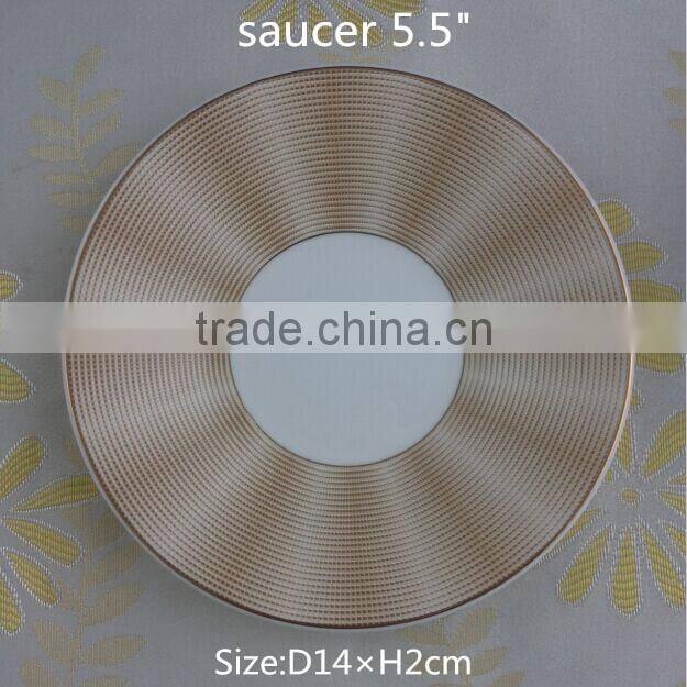 230ml coffee cup with gloden color decal with gold rim tea cup with saucer