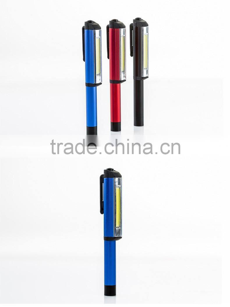 Hot mini pen flashlight Aluminum waterproof with pen holder can be placed pocket