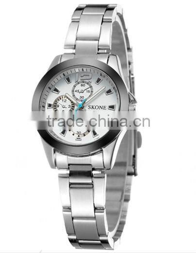 SKONE 7063 White Dial Stainless Steel Lady Vogue Bracelet Watches