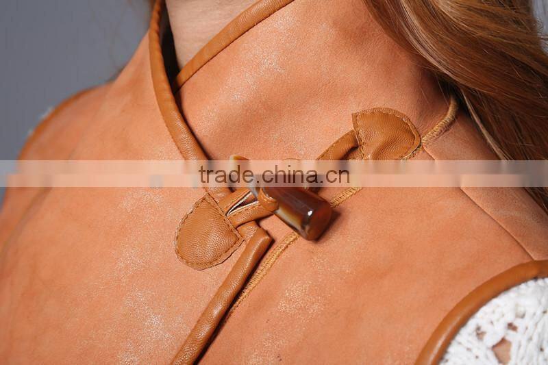 Women Real Leather Fur Vest / Lamb Fur Vest For Lady