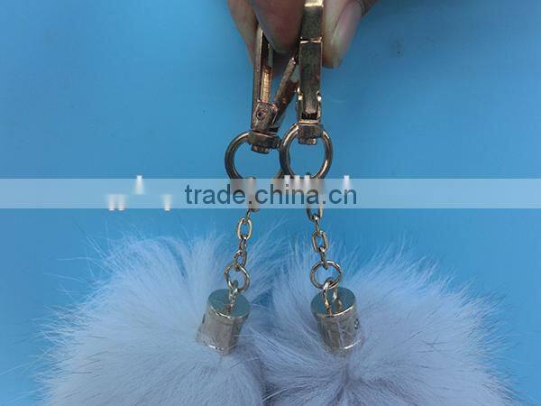 Genuine fox tail fur blue fox tail keychain for bag and garments