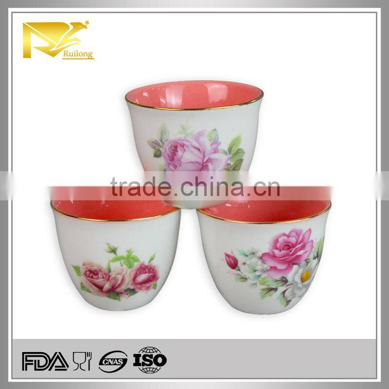 Drinkware glazed golden ceramic kawa cup, arabian tea cup, 80ml coffee cup set