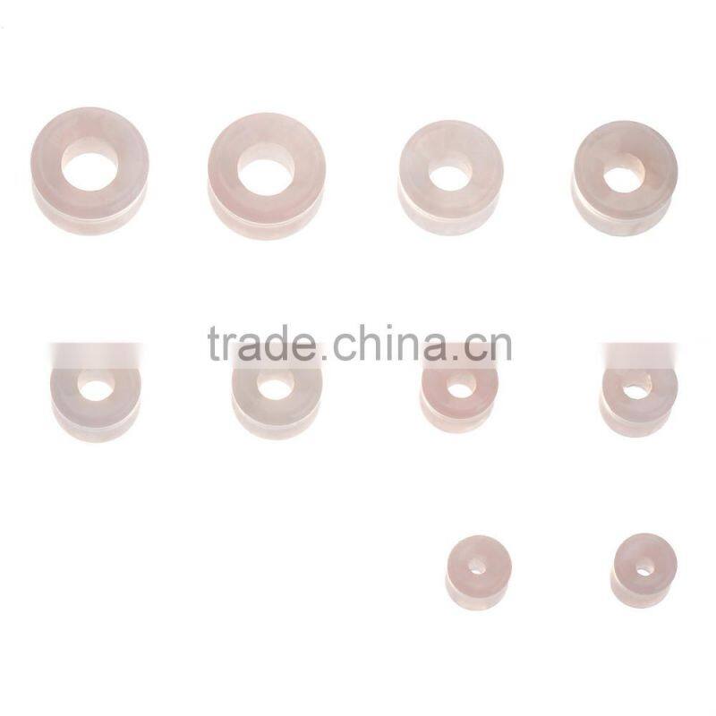 5 Pairs Rose Quartz Hollow Saddle Plug Flesh Tunnel Earlet - Available in Low & Giant Gauges.