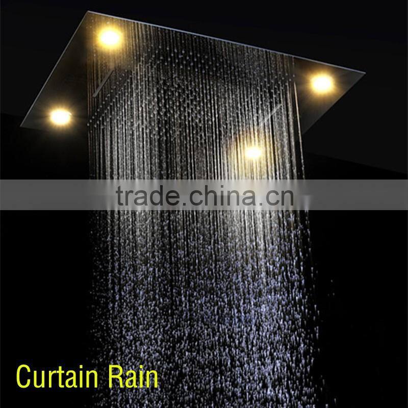 Wholesale modern LED ceiling shower set rainfall waterfall shower head hot cold high flow bath shower mixer bathroom accessories