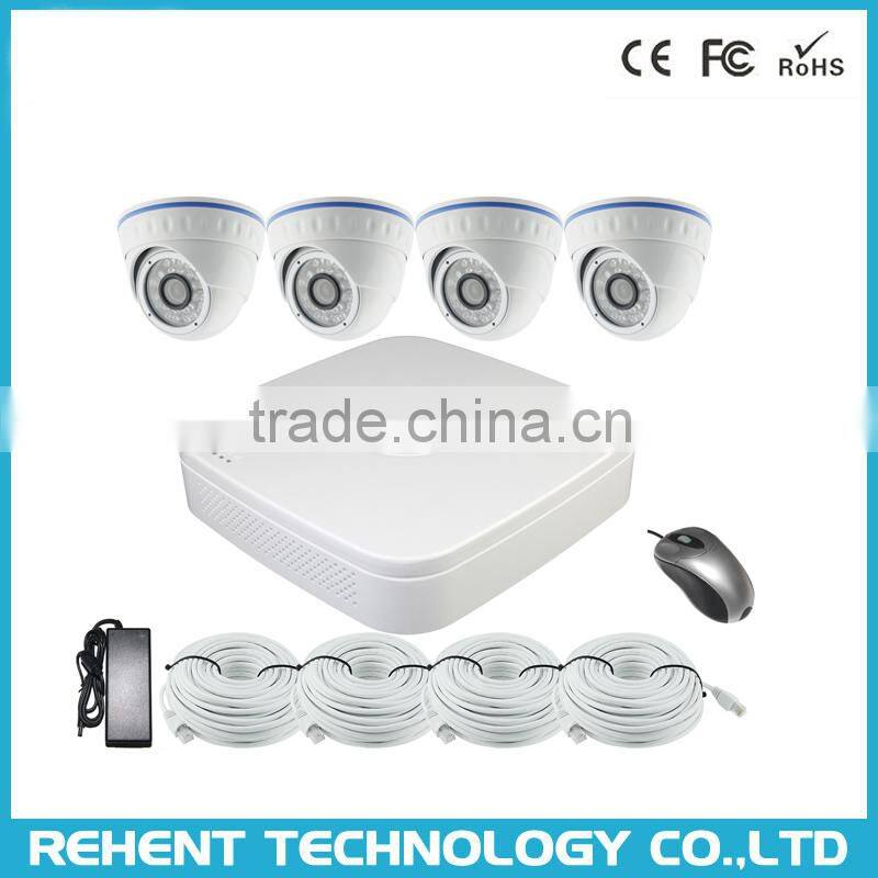 1.3MP Dome Infrared Night Vision IP Camera 960p 4ch Indoor P2P POE NVR Kit